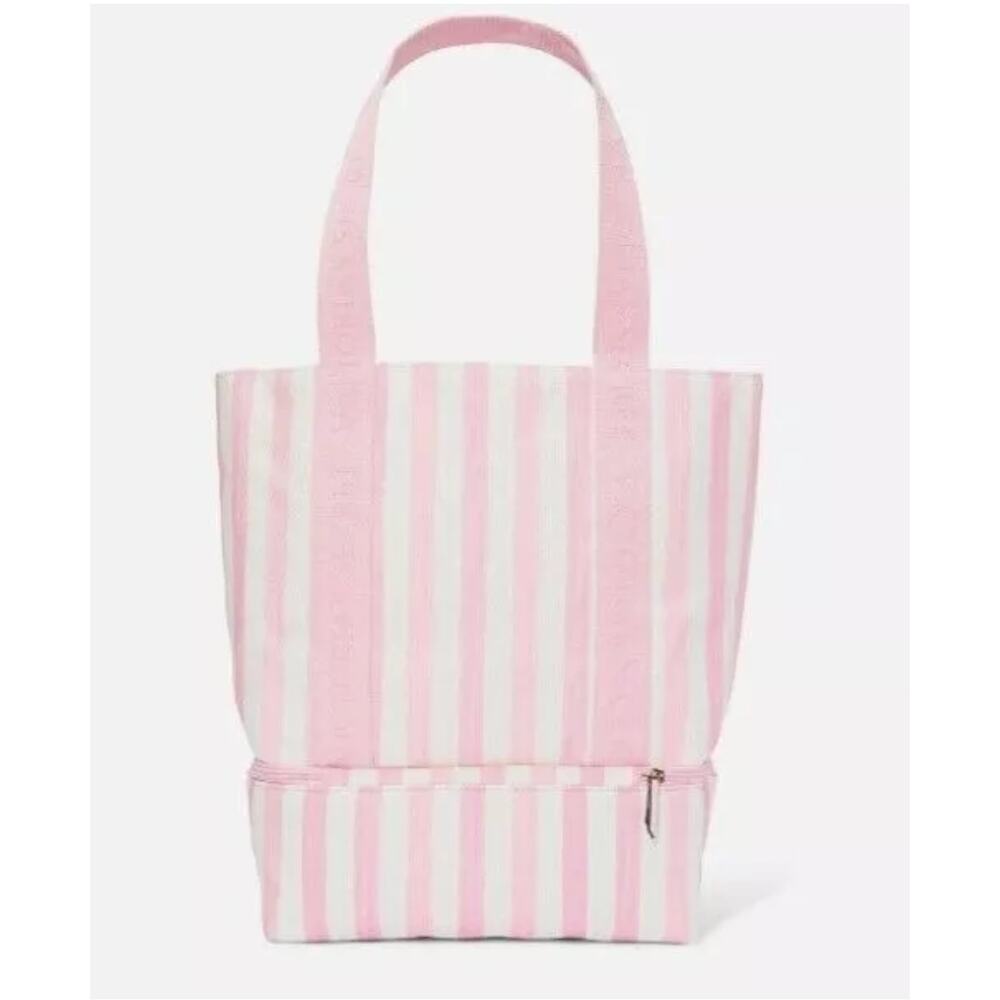 Victoria's Secret Pink Striped Cooler Tote Bag Pocket Extendable NWT